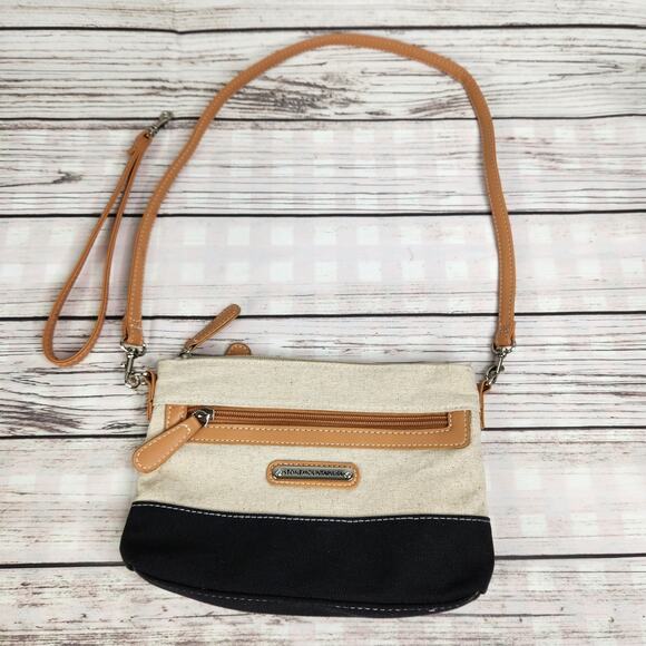 Stone Mountain Women's Crossbody Clutch Shoulder Linen Color Block Bag - Picture 11 of 14